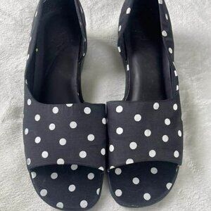 EUC Life Stride Black with White Polka Dot Peep Toe Flats size 8